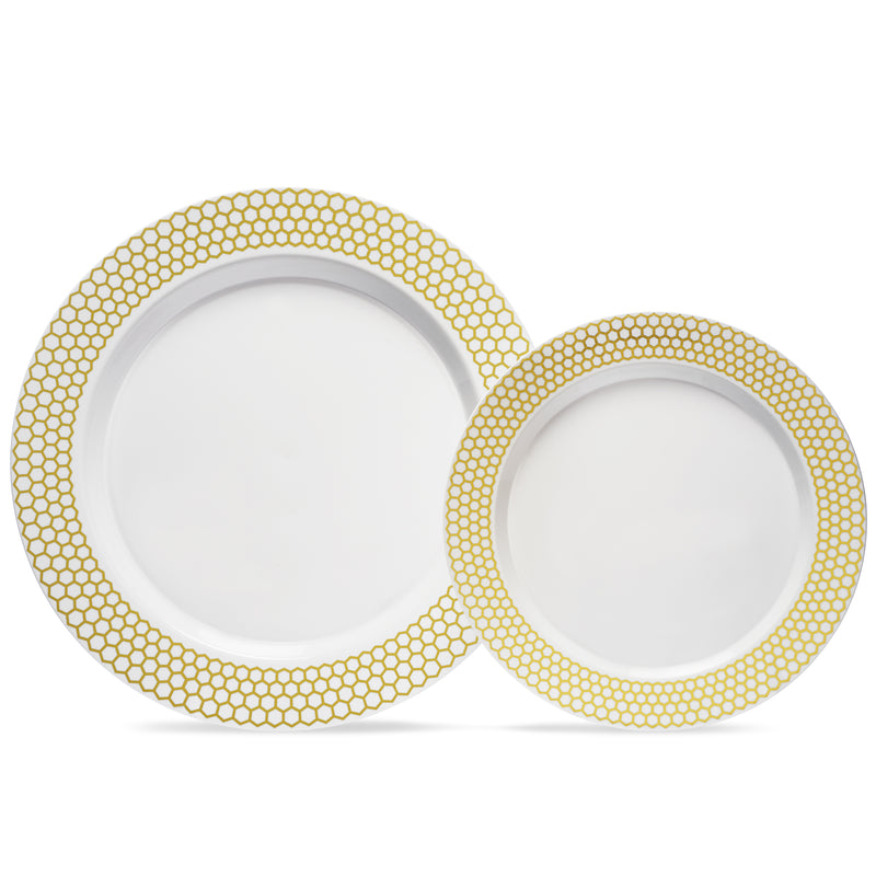 ten and seven inch gold rim plates