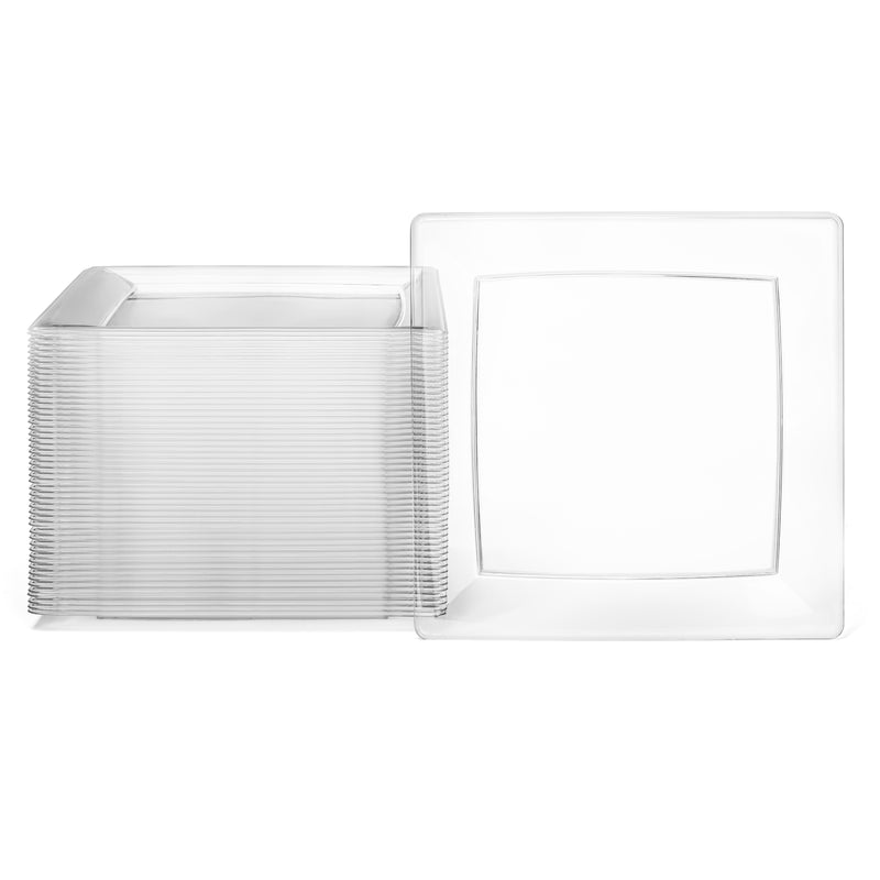 a pack of 50 square clear plate 