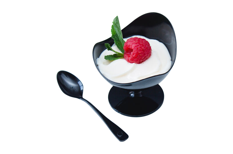 Black dessert cup with yogurt 