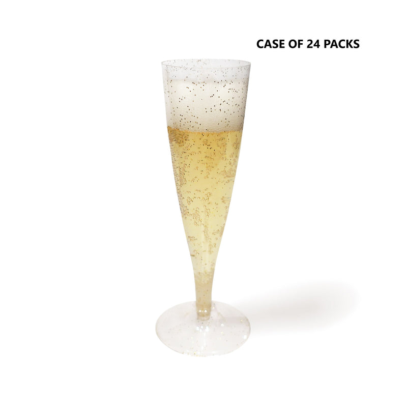 Champagne Flutes cups Gold Glitter 4.5 oz (10 count)