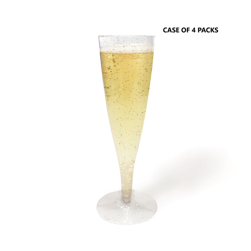 Champagne Flutes cups Silver Glitter 4.5 oz (100 count)