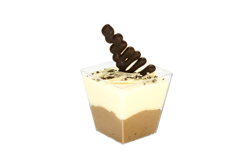 Plastic Square Mini Cup with dessert 
