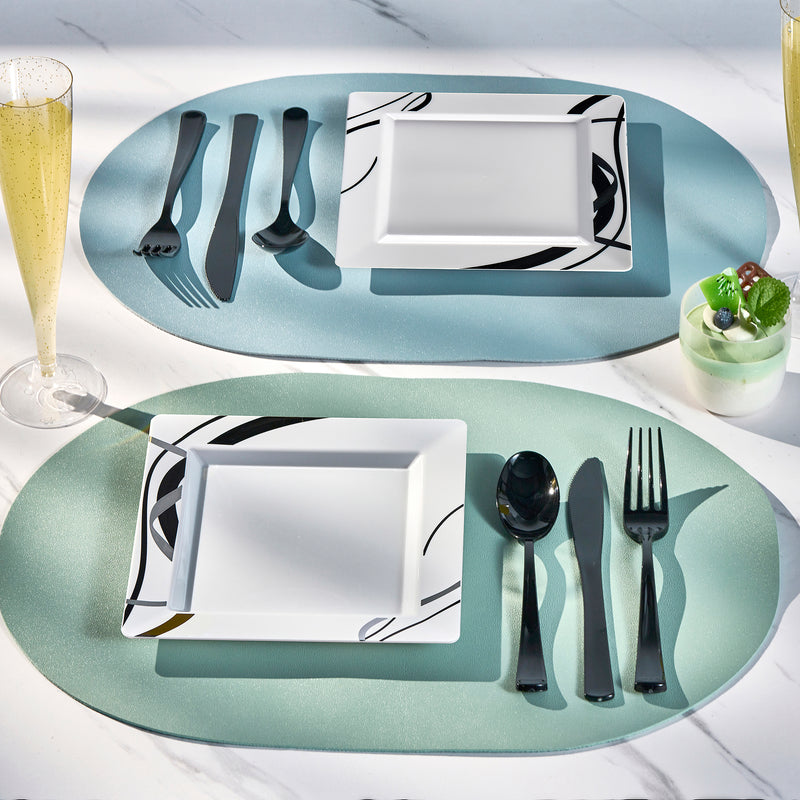 10” Geometric Square Plastic Plates (50 Count)