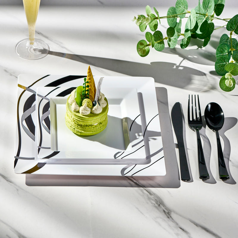 10” Geometric Square Plastic Plates (50 Count)