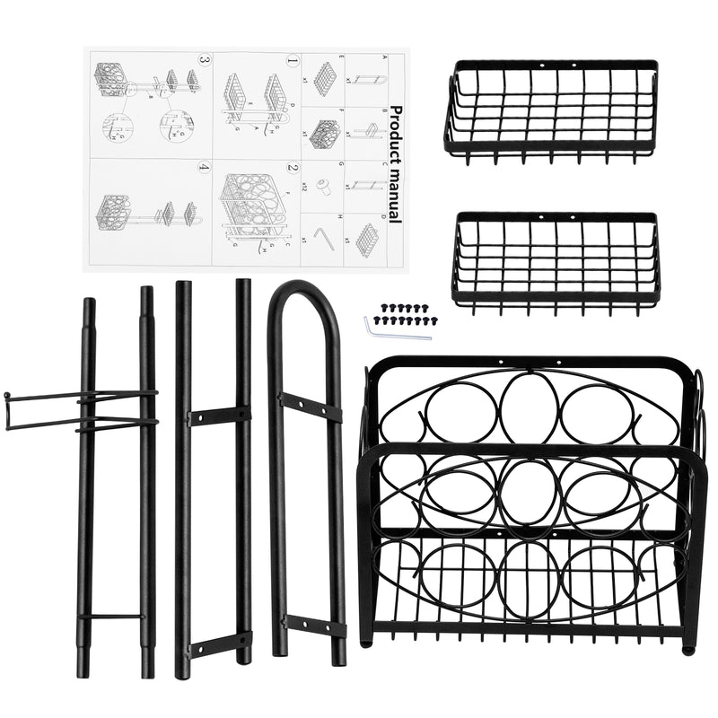 Freestanding Toilet Paper Holder with Storage Basket (Black)