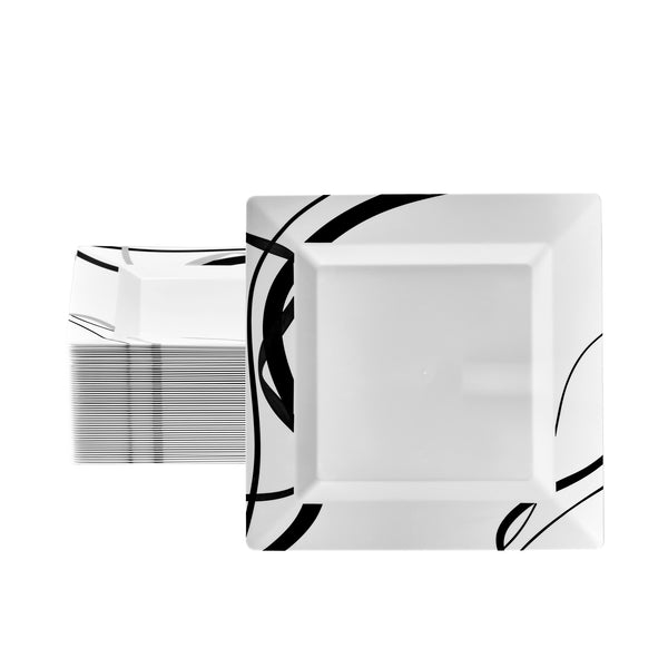 7.25” Geometric Square Plastic Plates (50 Count)