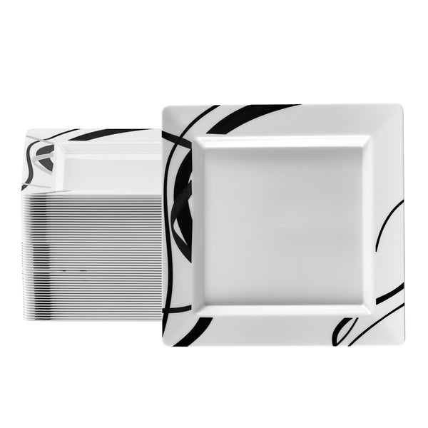 10” Geometric Square Plastic Plates (50 Count)