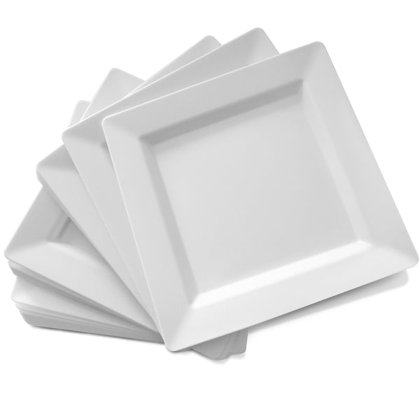 10” White Square Plastic Plates (50 Count)