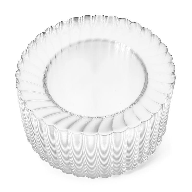 Perfect Settings 100 Piece Premium Clear Flared 6 inch Plastic Plates - Heavy Duty Elegant Small Disposable Plates for Dessert, Salad, or Snacks