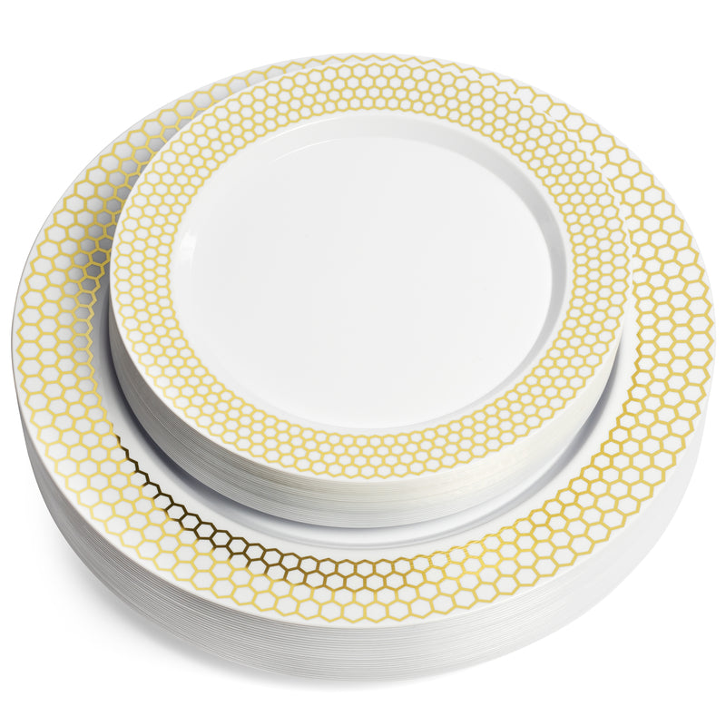 set of fifty gold rim plates 
