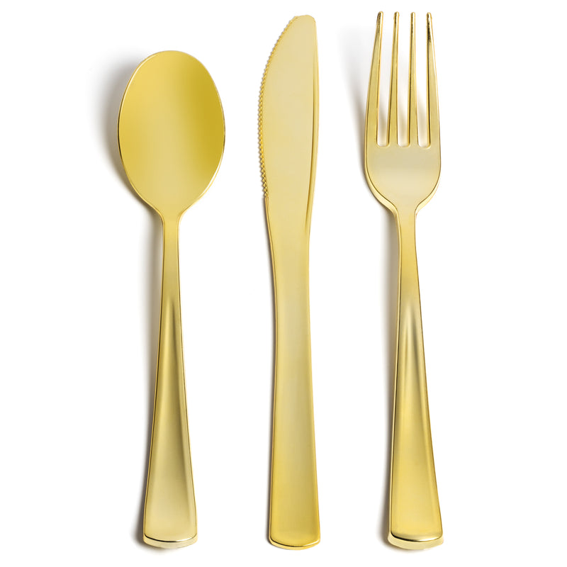 gold plastic cutlery set 