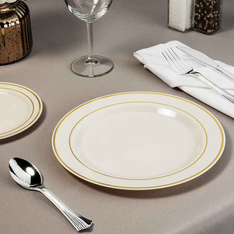 plastic cutlery with gold plates 