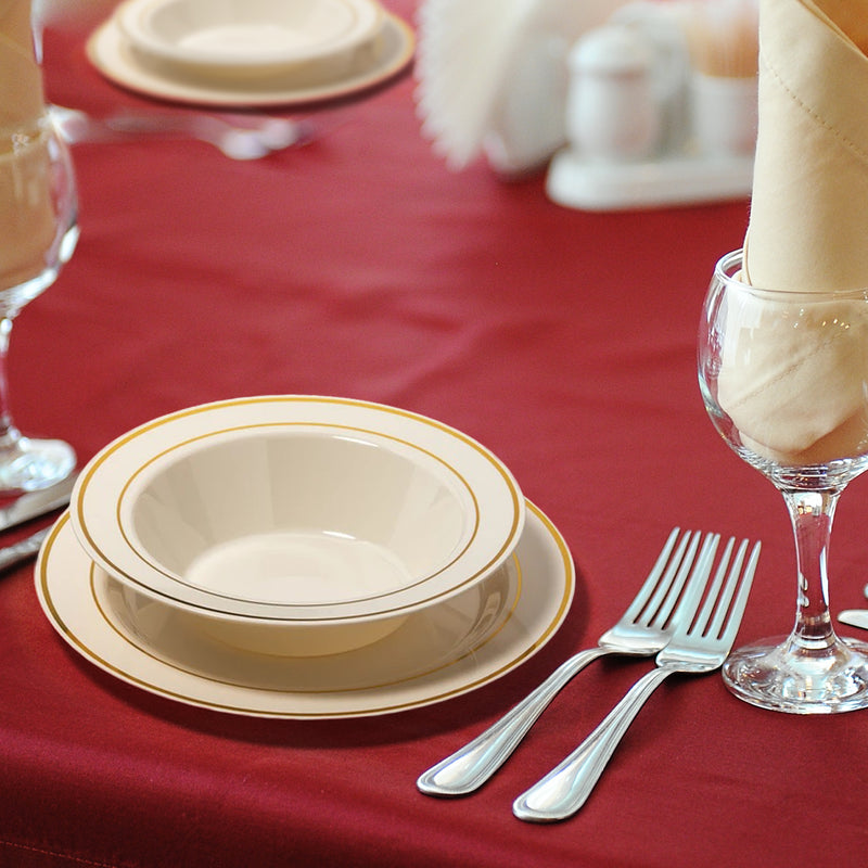 Gold Rimmed Ivory Bowls - 12 Oz - (50 Count)