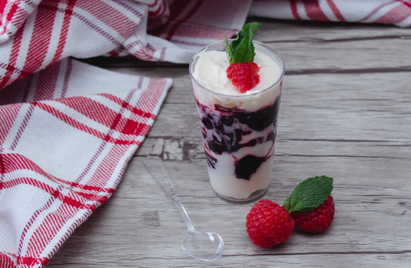 Round Shot Cups plastic with dessert 
