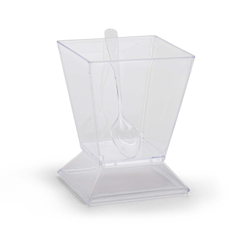 Square Dessert Cup - Lids & Spoons Included - 8 oz (50 Count)