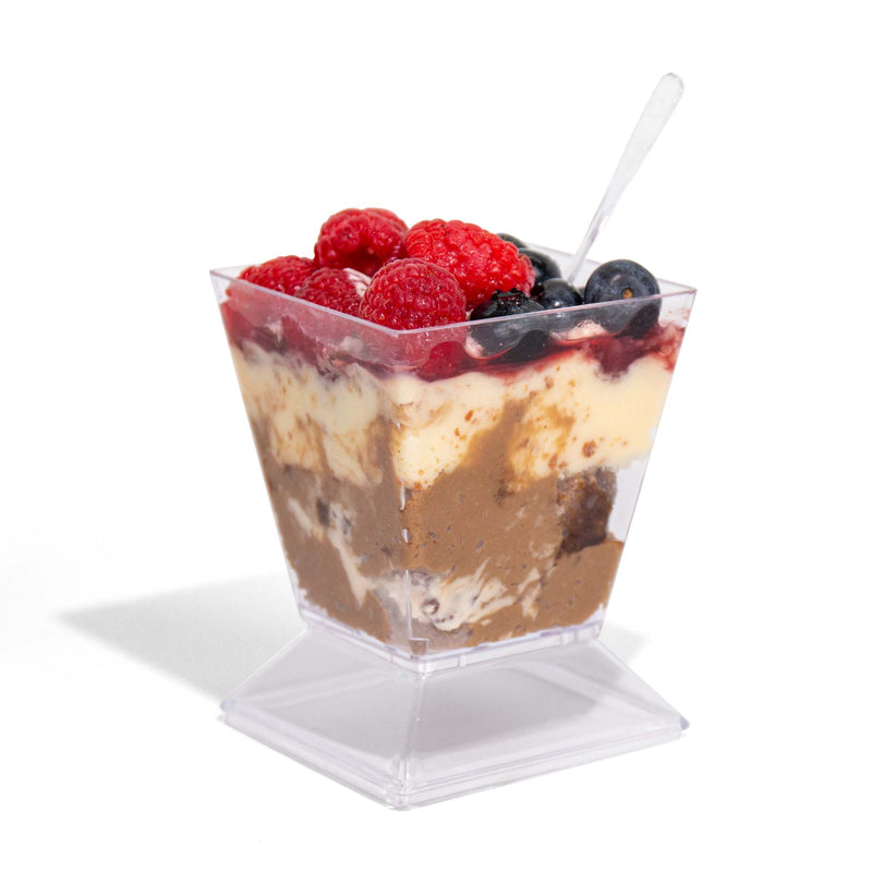 Square Dessert Cup - Lids & Spoons Included - 8 oz (50 Count)