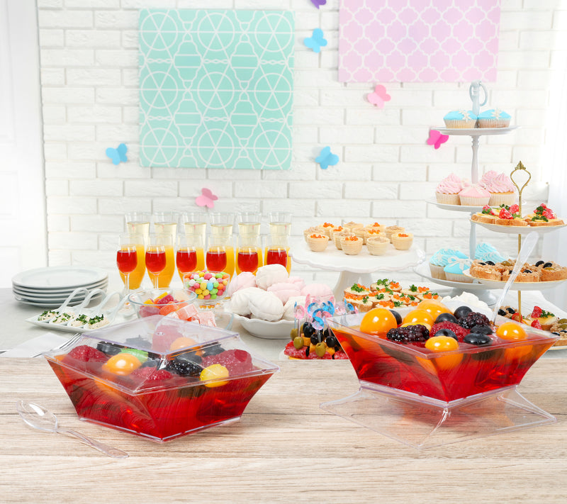 Slanted Wide Square Cup  - Lids and Spoons Included - 7 oz (50 Count)