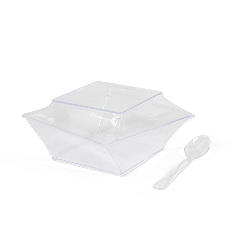 Slanted Wide Square Cup  - Lids and Spoons Included - 7 oz (50 Count)