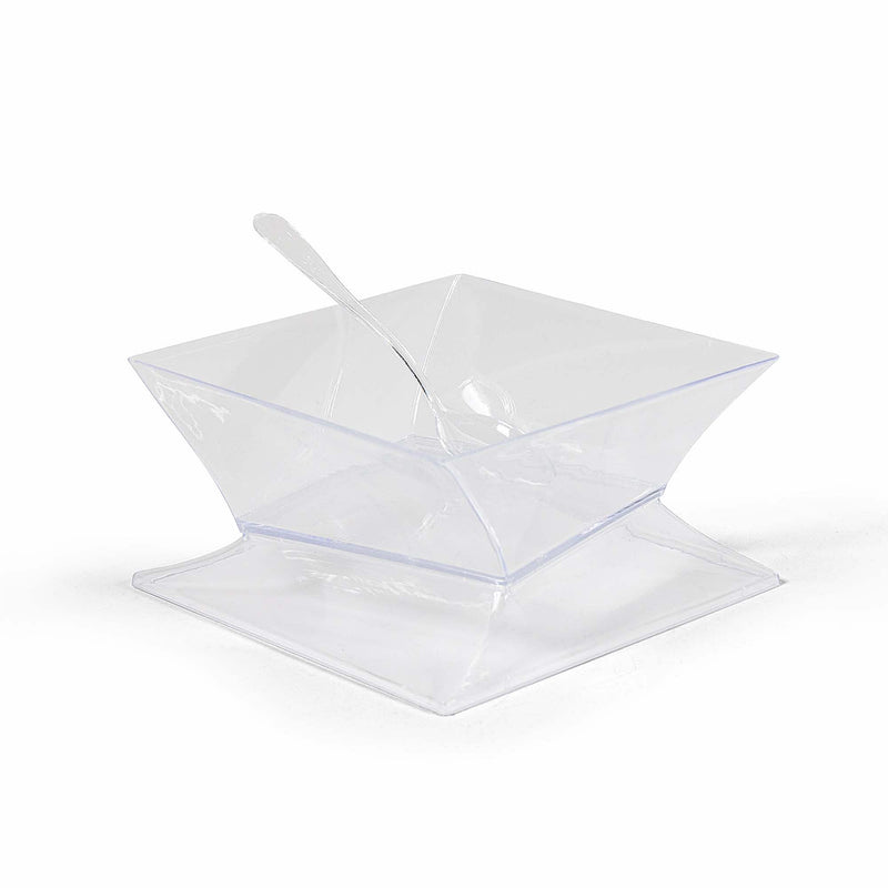 Slanted Wide Square Cup  - Lids and Spoons Included - 7 oz (50 Count)