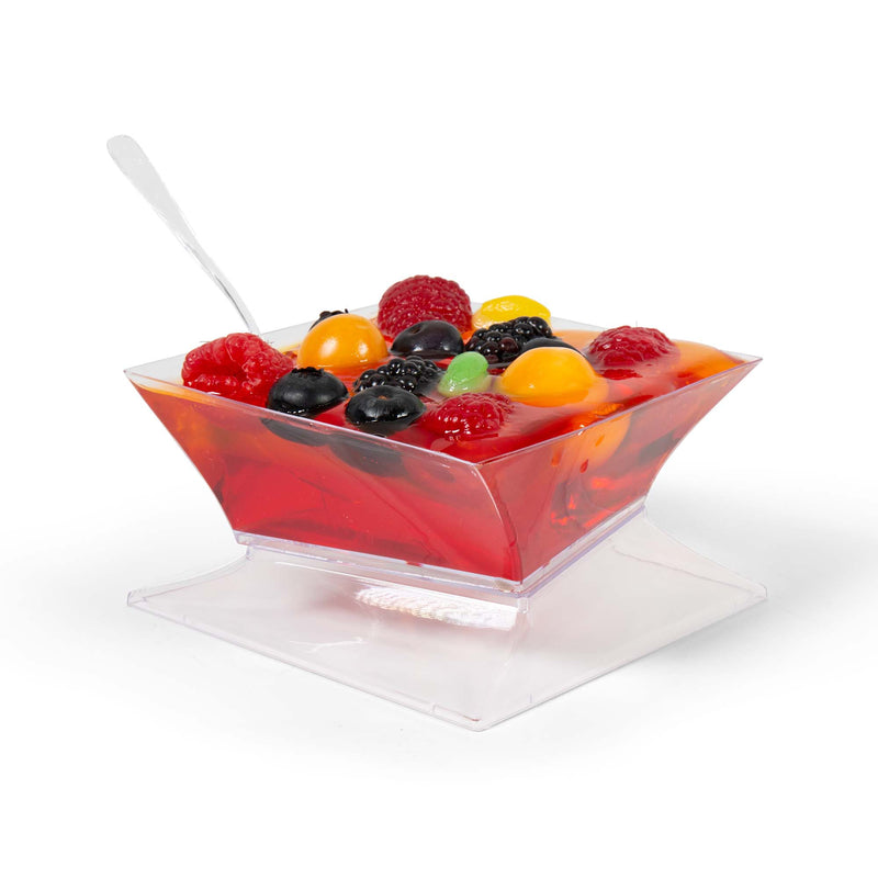 Slanted Wide Square Cup  - Lids and Spoons Included - 7 oz (50 Count)