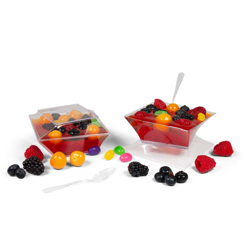 Slanted Wide Square Cup  - Lids and Spoons Included - 7 oz (50 Count)