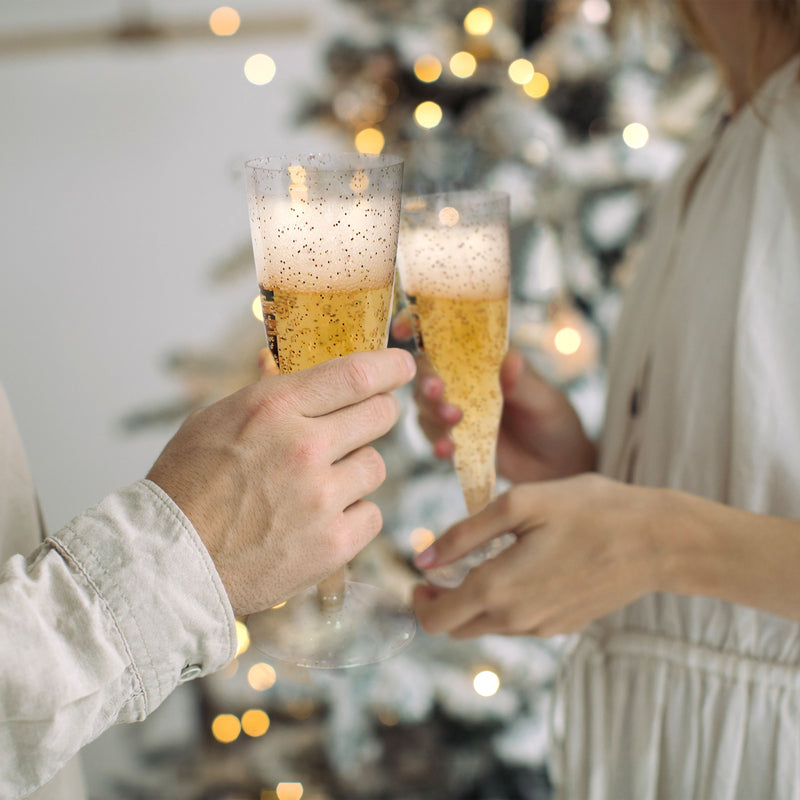 Champagne Flutes cups Gold Glitter 4.5 oz (100 count)