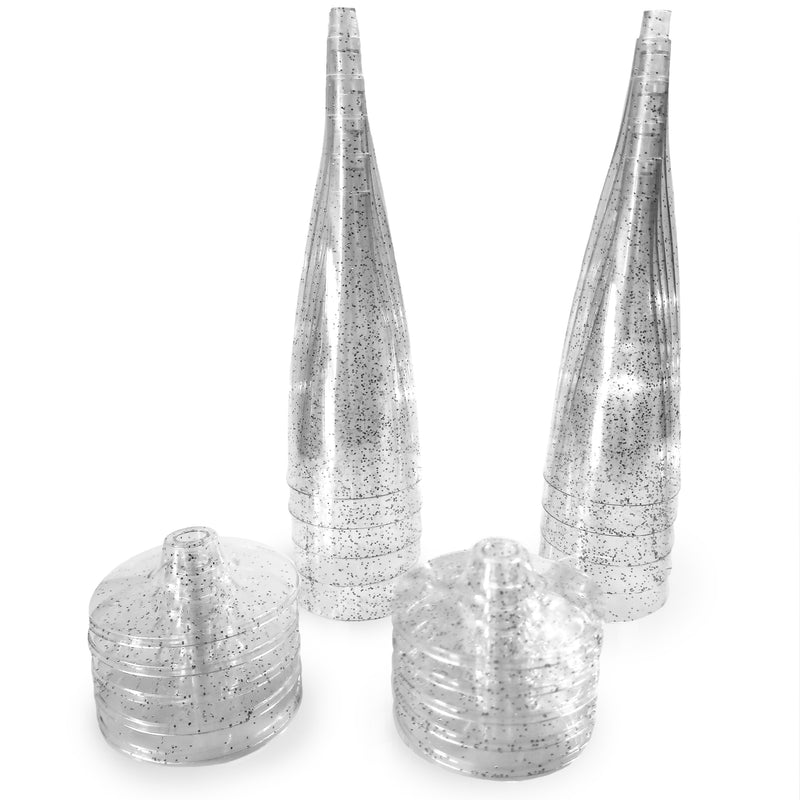 Champagne Flutes cups Silver Glitter 4.5 oz (10 count)