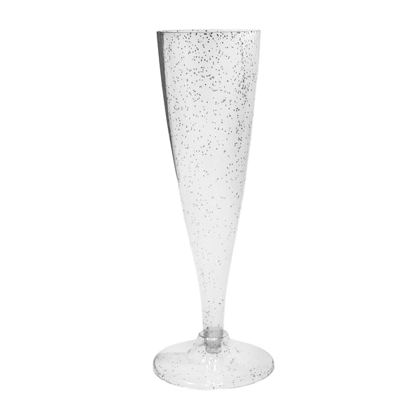 Champagne Flutes cups Silver Glitter 4.5 oz (10 count)