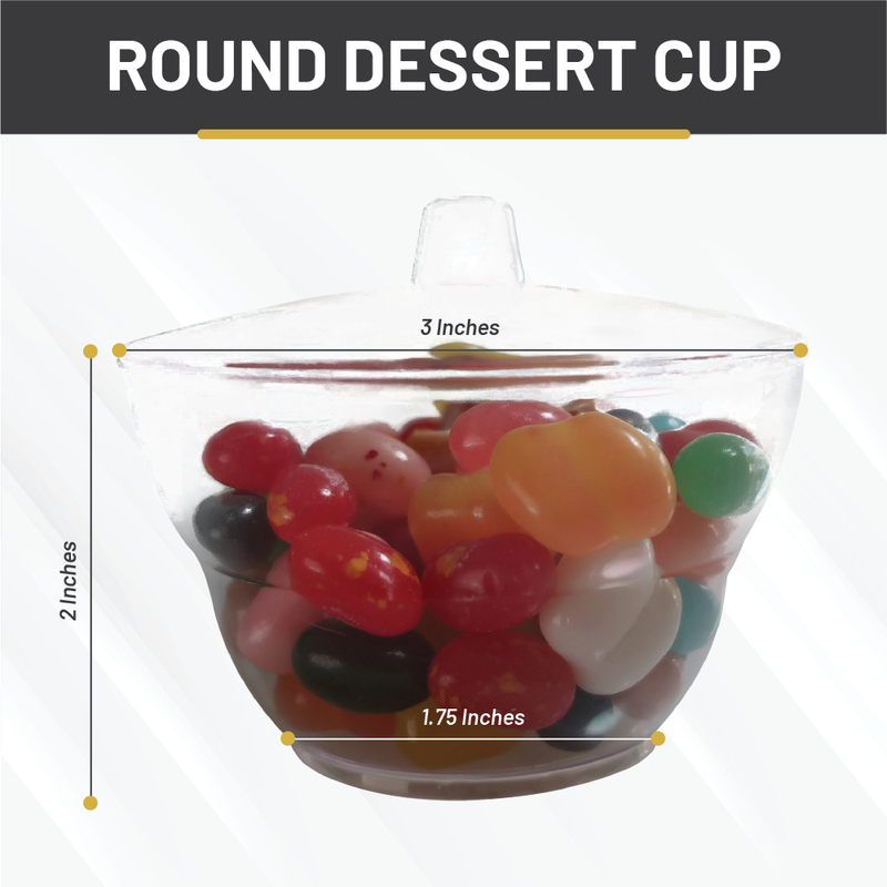 Round Dessert Cup - Lids and Spoons Included - 4.8 oz (50 Count)