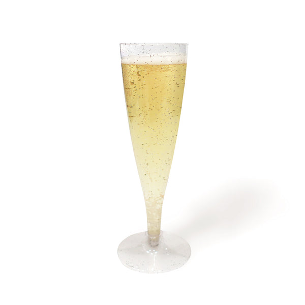 Champagne Flutes cups Silver Glitter 4.5 oz (10 count)