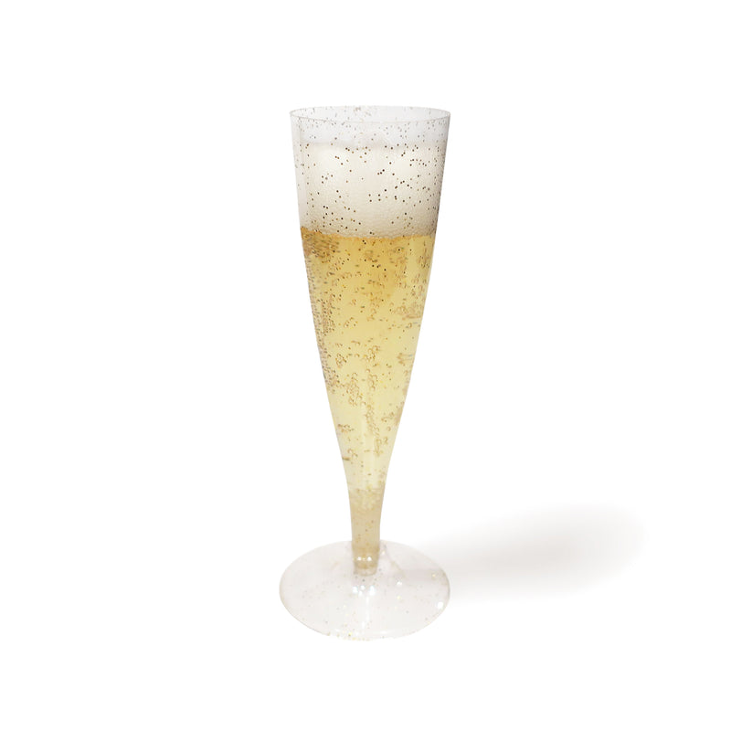 Champagne Flutes cups Gold Glitter 4.5 oz (10 count)