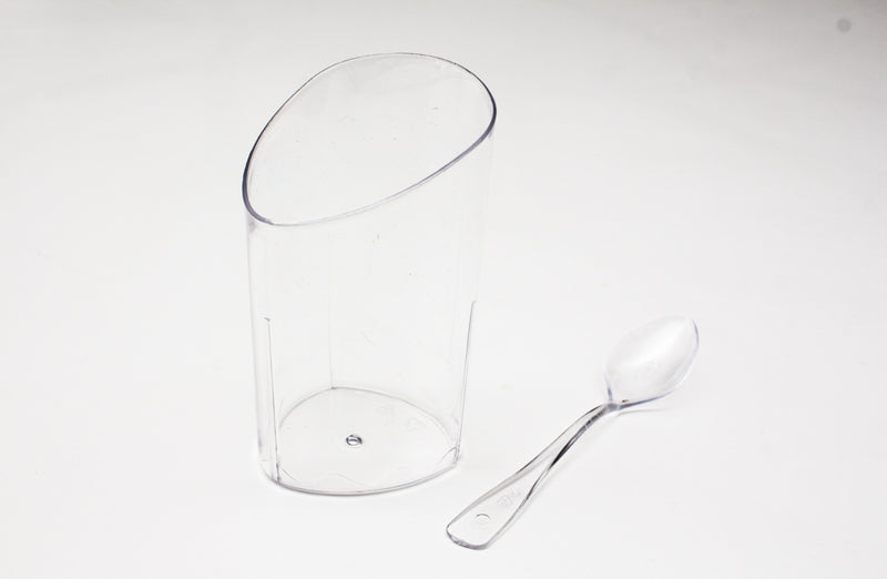clear round p[plastic cup on a white background 