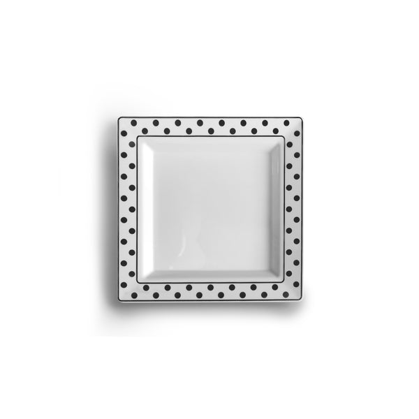 7.25” Silver Polka Dot Rim Square Plastic Plates (50 Count)