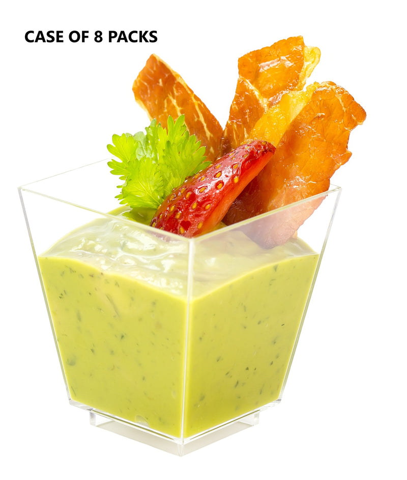 Square Mini Dessert Cup - Lids & Spoons Included - 3.5 ounce (50 Count)