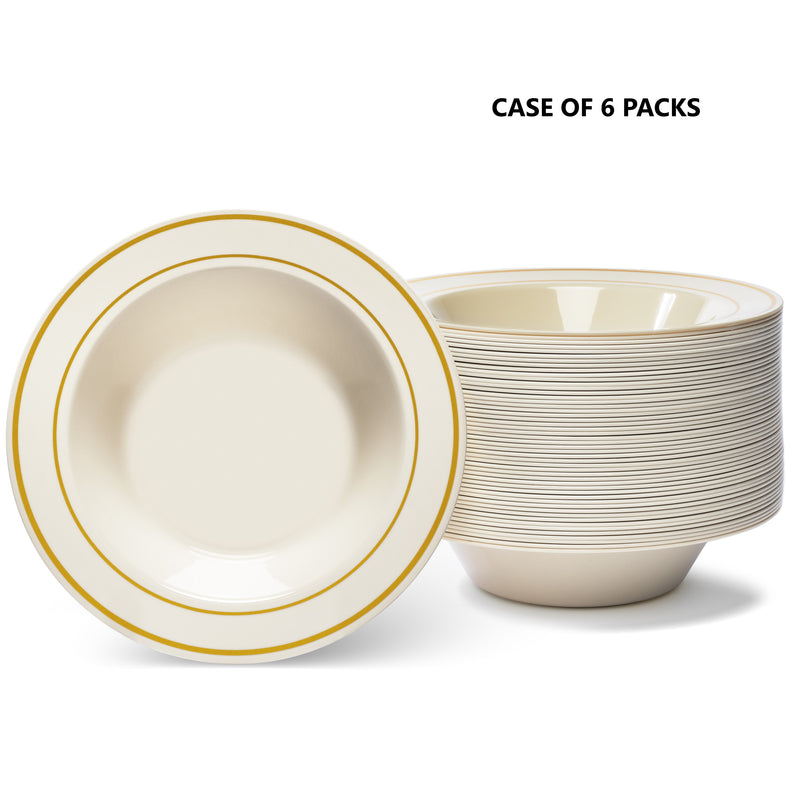 Gold Rimmed Ivory Bowls - 5 Oz - (50 Count)