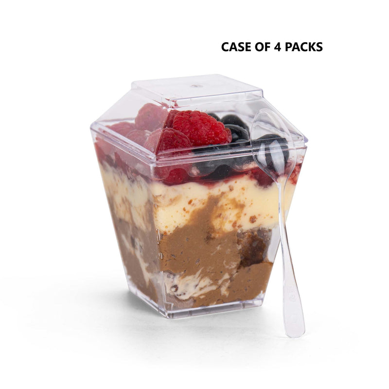 Square Dessert Cup - Lids & Spoons Included - 8 oz (50 Count)