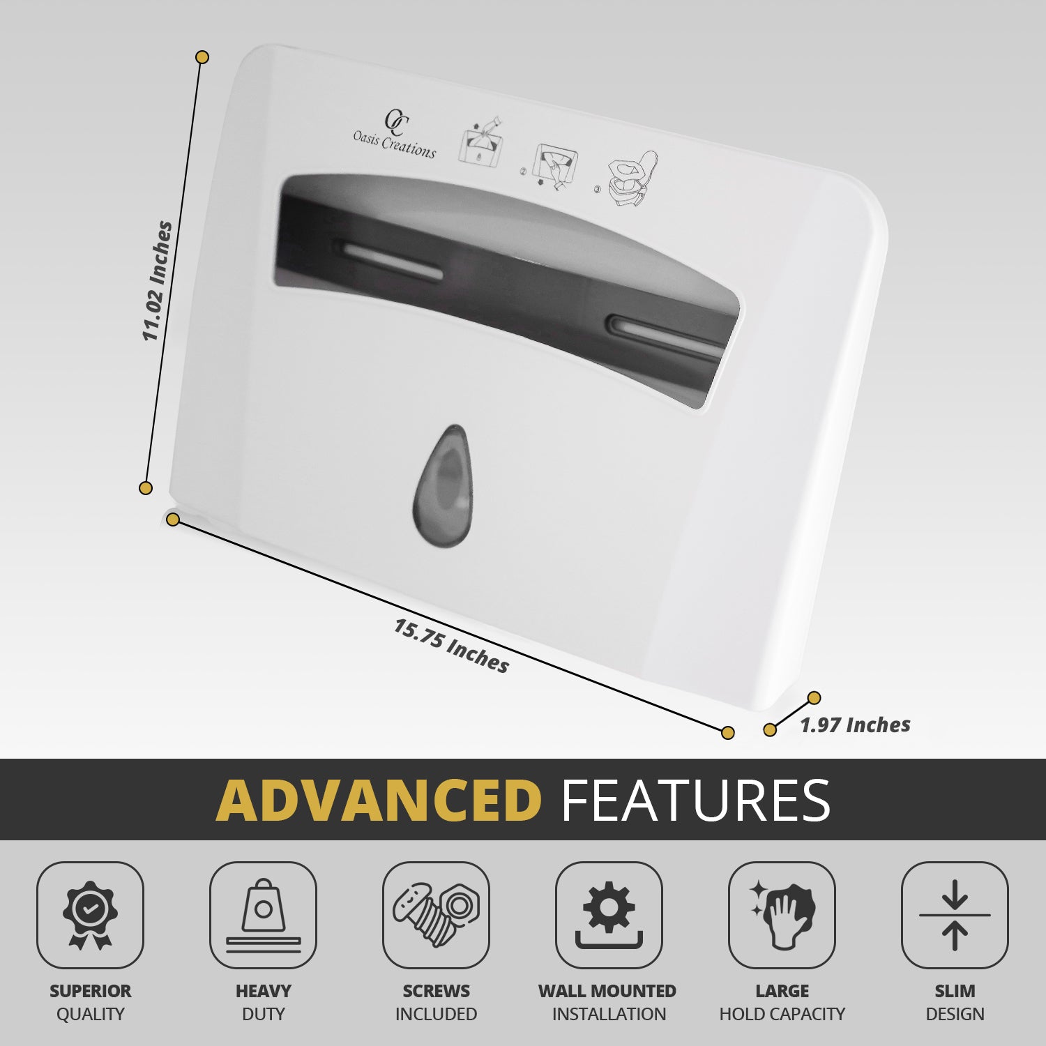 Toilet Seat Cover Dispenser (White) Oasis Creations