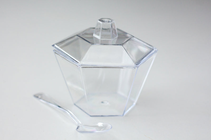 Hexagonal mini plastic bowl on a white background 