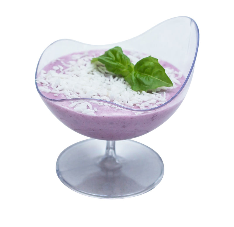 Clear Scallop Stem Cup with ice cream  