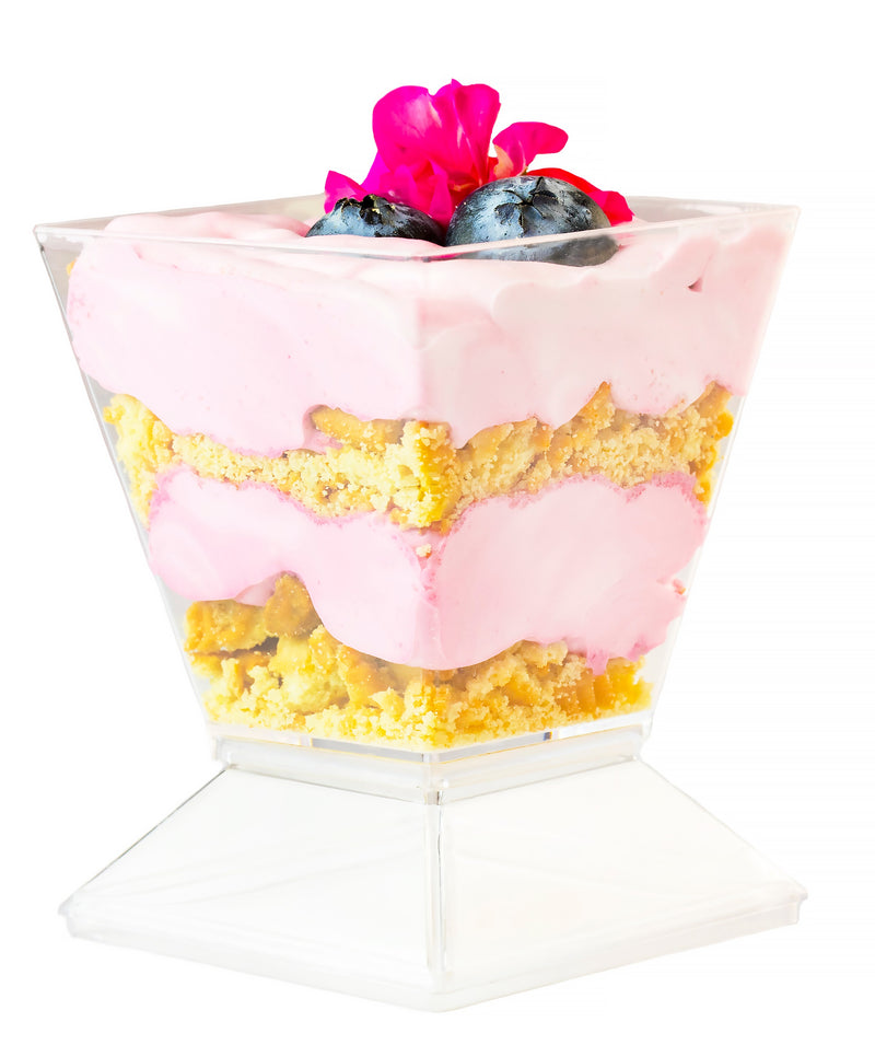 Square Mini Dessert Cup with lids 
