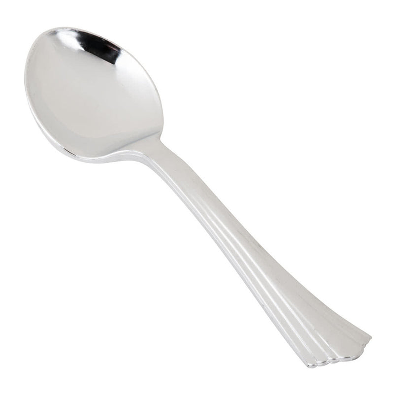 plastic silver spoon